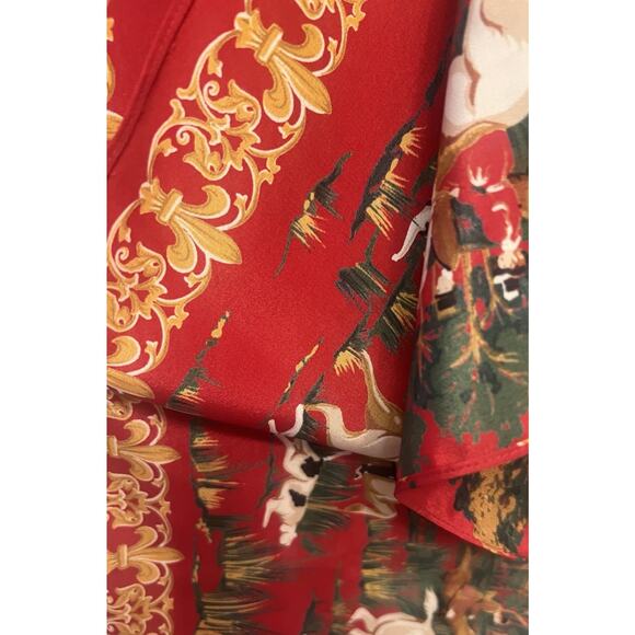 Beautiful Esquestrian Horses Hunting Dogs Red Scarf Wrap Vintage - Picture 9 of 12